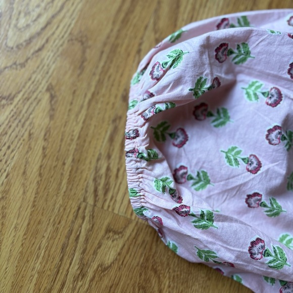 Japna pink white floral dress smocked waist cotton tiered cottagecore sz S NEW - Picture 5 of 10